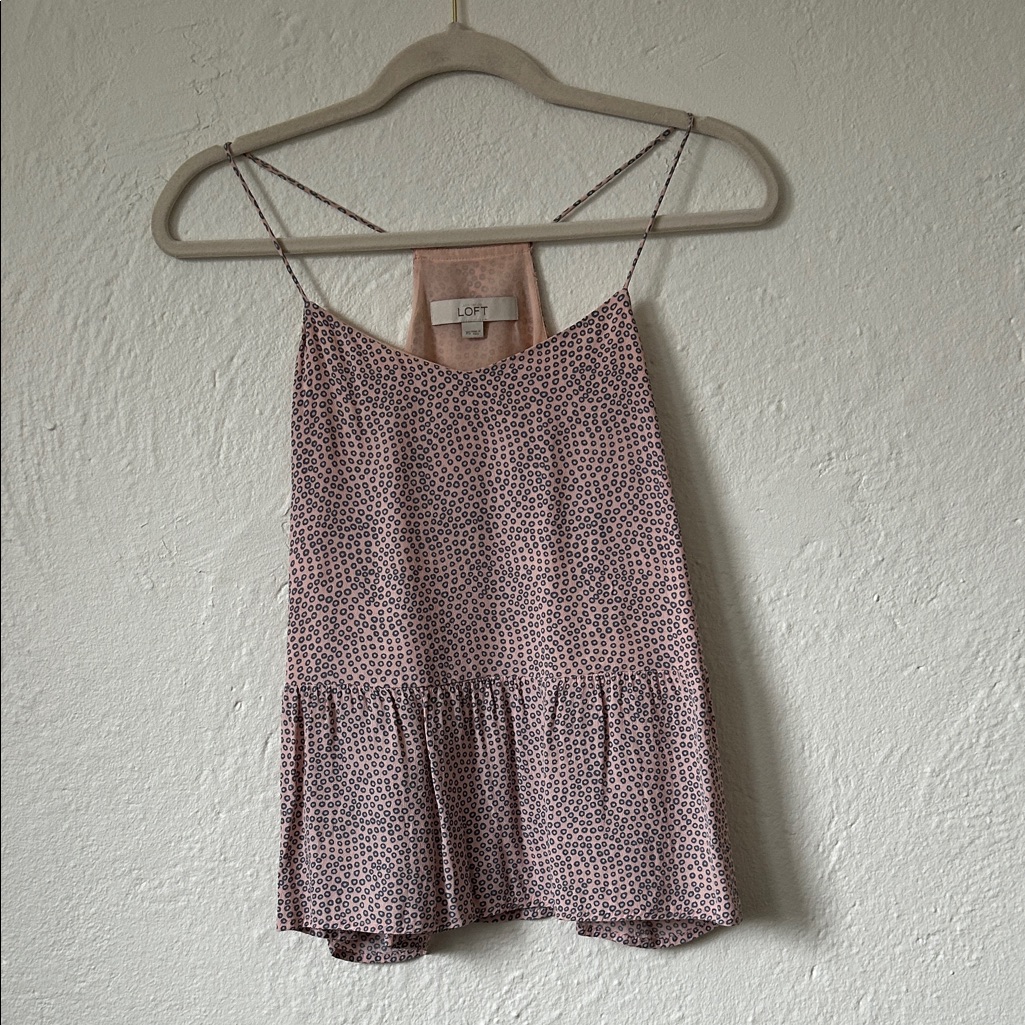 Loft Pink Floral Spaghetti-Strap Ruffle Hem Camisole